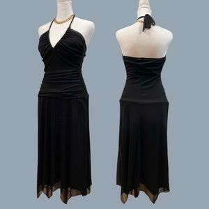 Black Formal Dress Sequins And Ruched Halter Top … - image 1